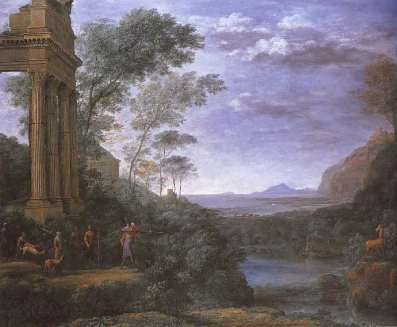 Claude Lorrain Landscape with Ascanius shooting Silvia deer